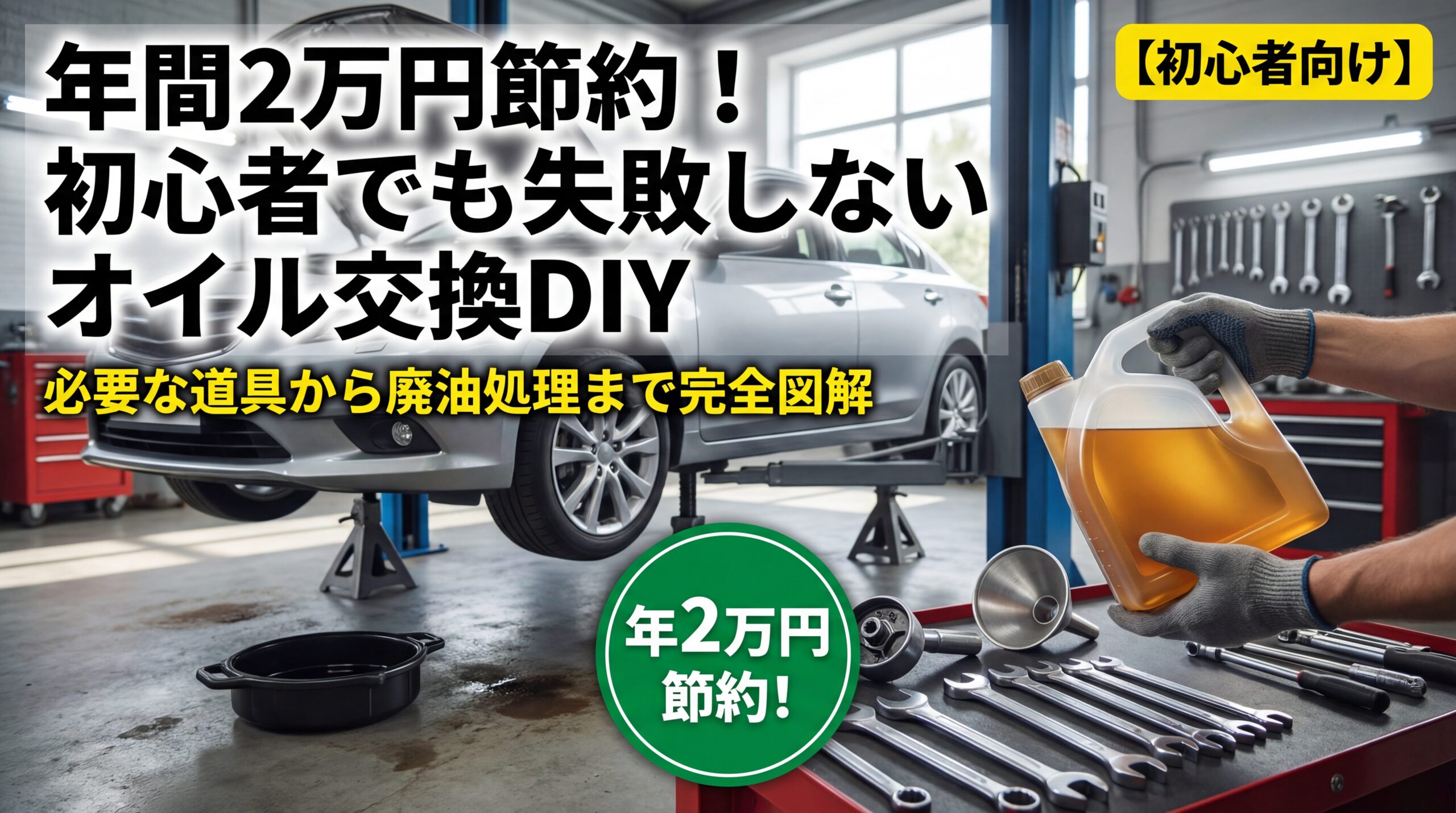 【初心者向け】車のオイル交換を自分でやる方法｜必要な道具と手順を完全解説